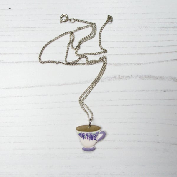 Bridgerton inspired Wisteria Teacup necklace