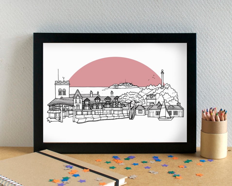 West Kirby Wirral Skyline Art Print