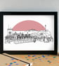 West Kirby Wirral Skyline Art Print - Image 1