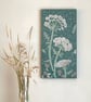 Original Botanical Art - Large Mosaic Wall Plaque - Wild Carrots on Green 