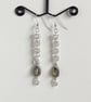 Green Amber Sterling Silver Earrings - Image 1