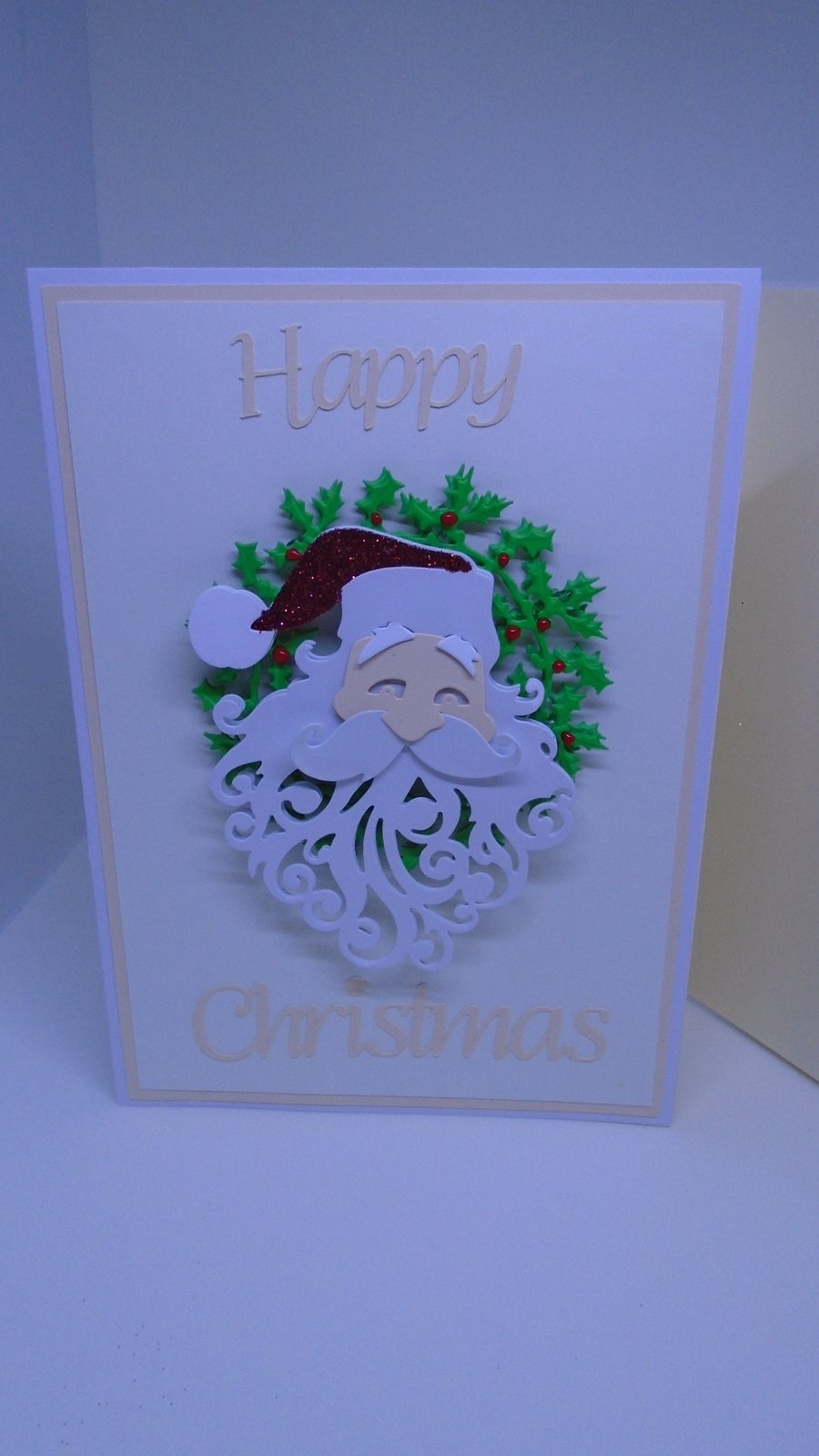 Holly Wreath laughing Santa  