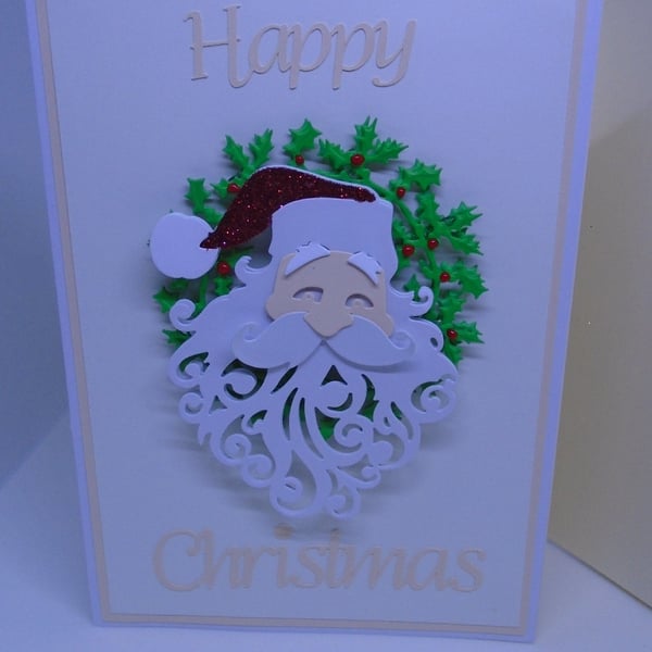 Holly Wreath laughing Santa  