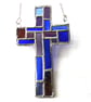 Cross Suncatcher Stained Glass Patchwork Blue Purple Handmade  - Image 5