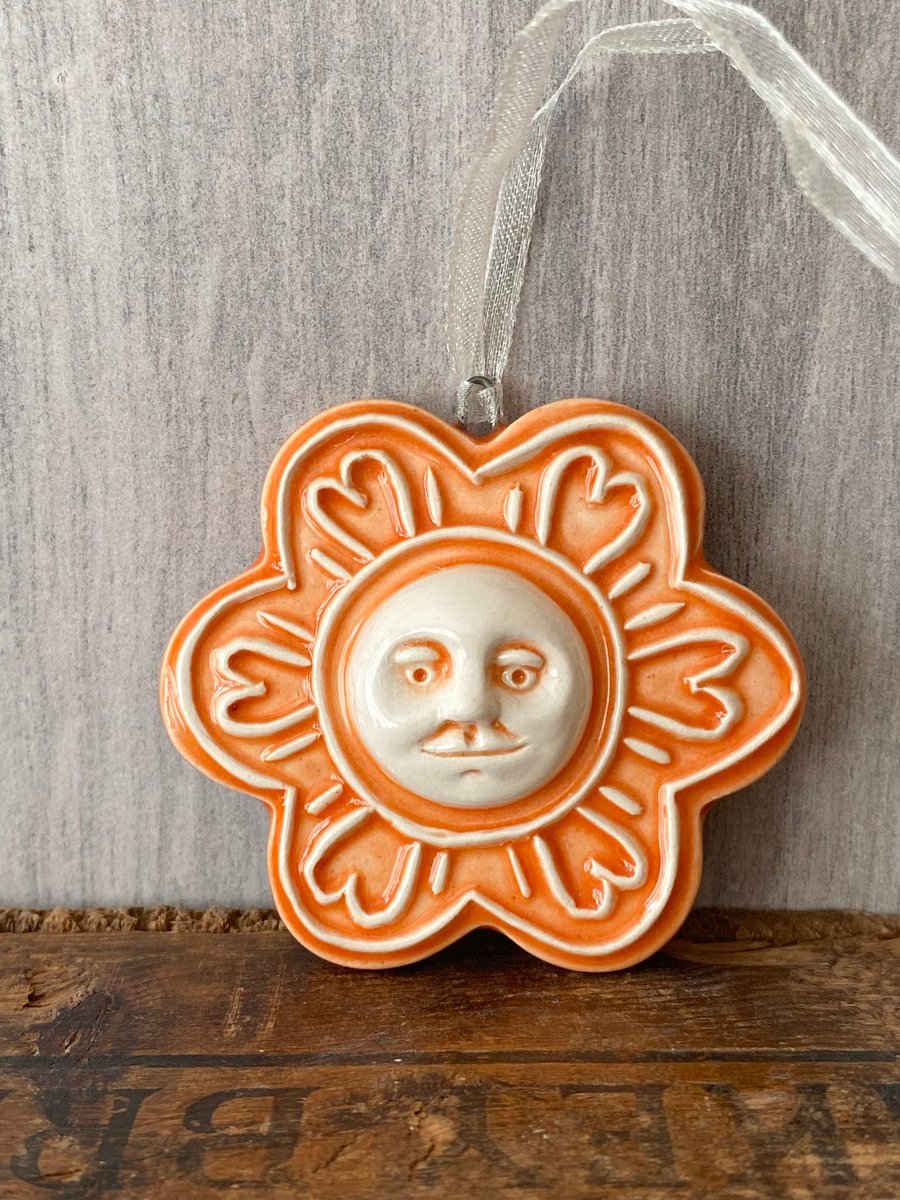Moonflower pottery decoration orange