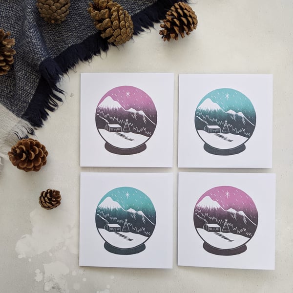 Snow Globe Christmas Card pack of 4