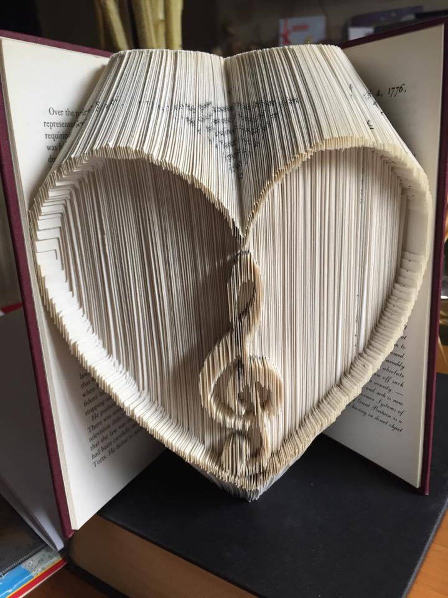 Treble Clef Musical Heart COMBI Book Folding Pattern - EMAILED PDF PATTERN