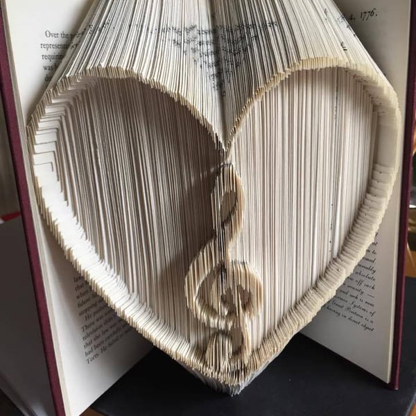 Treble Clef Musical Heart COMBI Book Folding Pattern - EMAILED PDF PATTERN