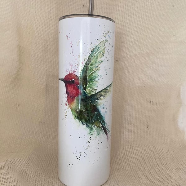 Hummingbird Watercolour. 20oz Vacuum-Insulated Stainless Steel Travel Tumbler, S