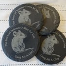 Set of 4 slate coasters, engraved with mouse and line from Robert Burns 