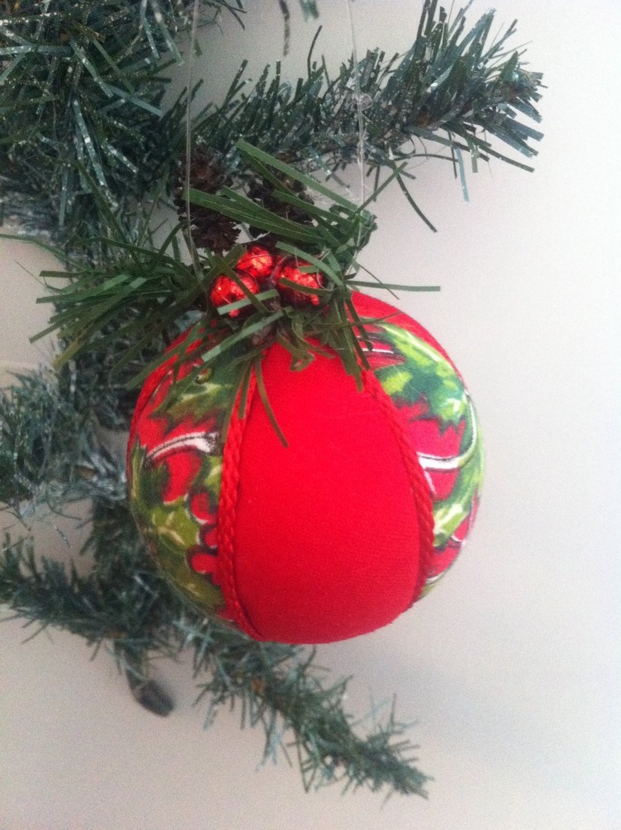 Fabric Covered Christmas Bauble