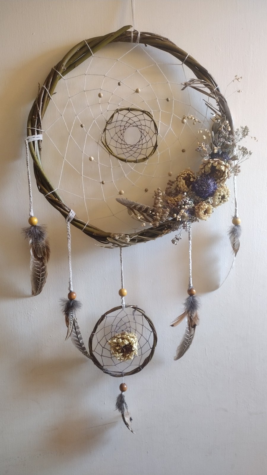 Dreamcatcher with dried flowers