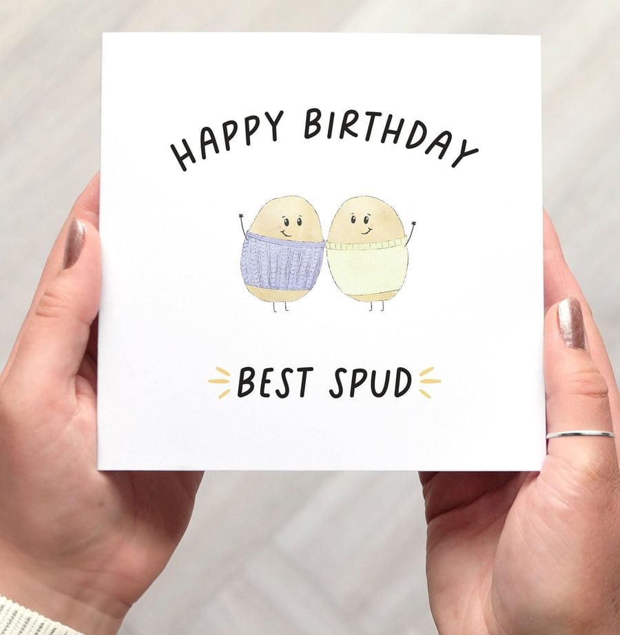 Best Spud Potato Pun Best Friend Birthday Card, Funny pun card