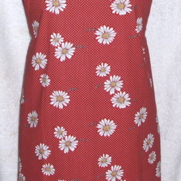 Bright White daisies on red Adult Apron 