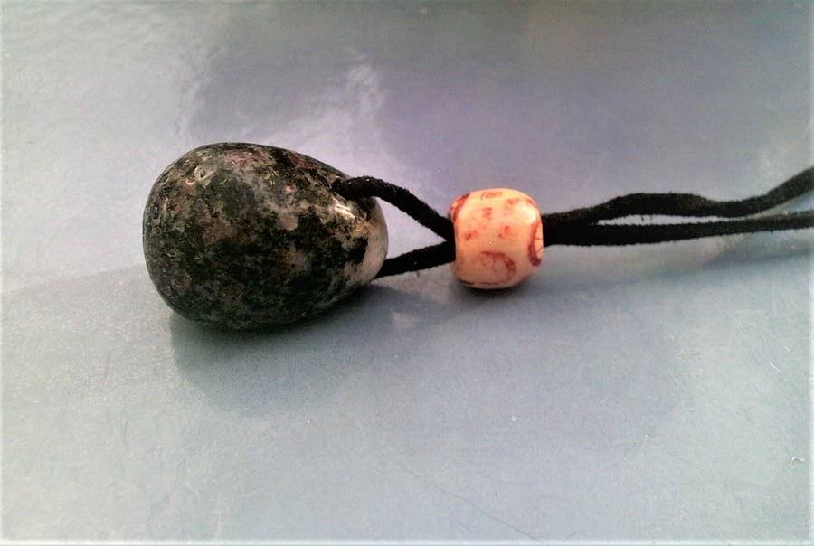 Garnet Tumbled Stone Pendant, Garnet Stone Necklace for Men, Unisex Pendant