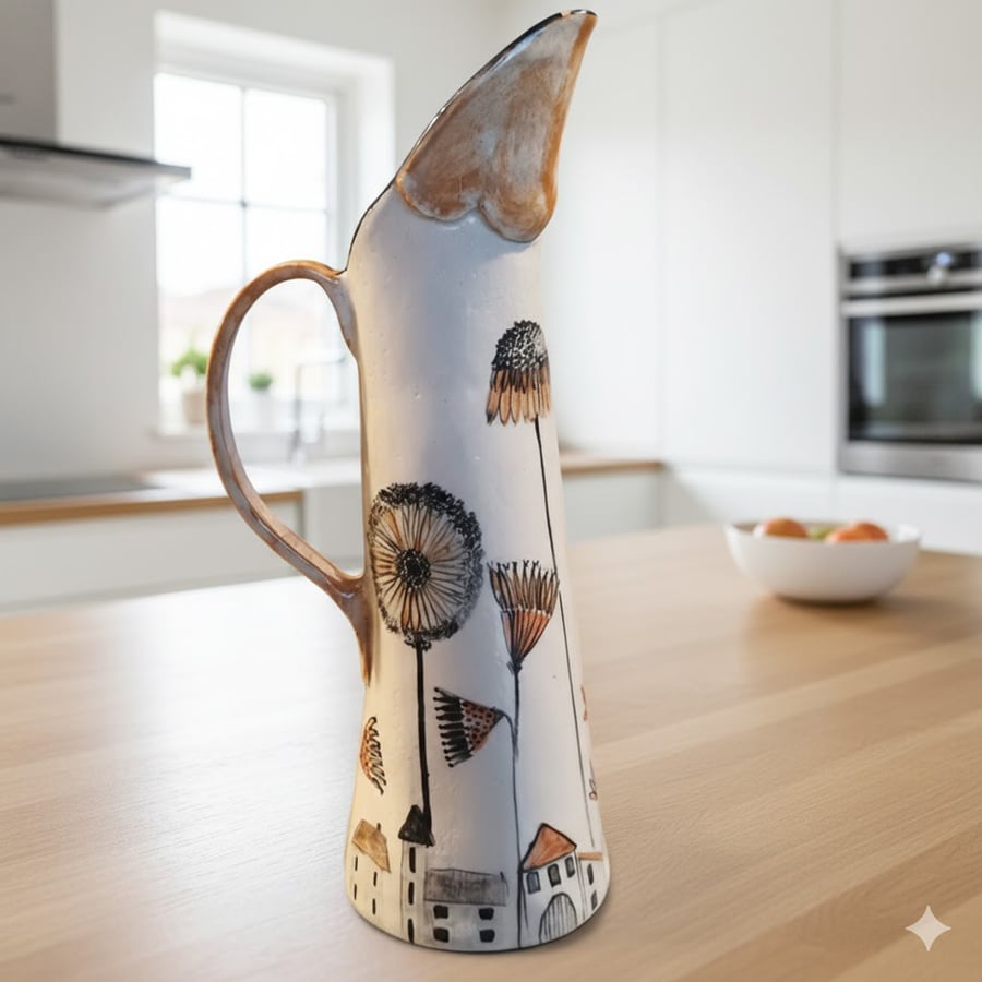 Flowertown Jug - handmade ceramic