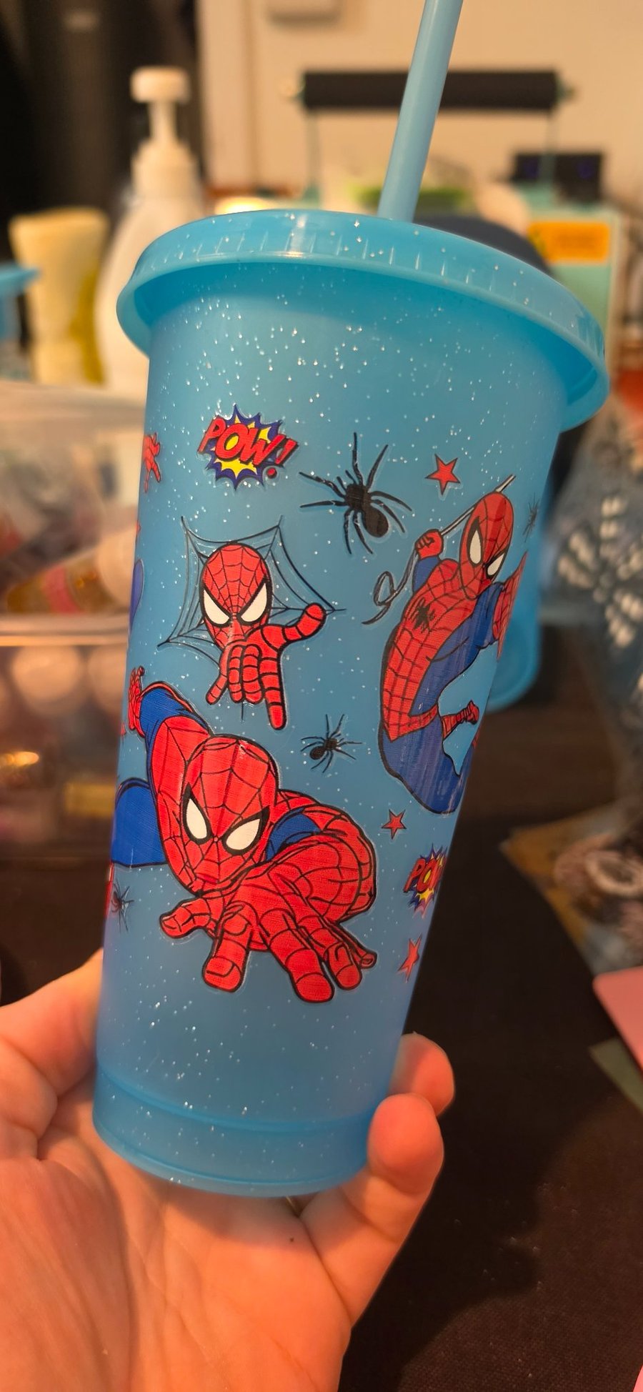 Spider-Man glittery cold cup