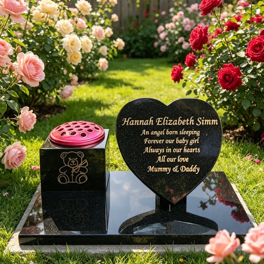 Baby Grave Plaque Memorial Grave Marker Flat Grave Stone  Grave Vase Headstone