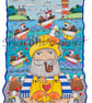 Colourful Nautical Cute Fisherman Art Print - Image 1
