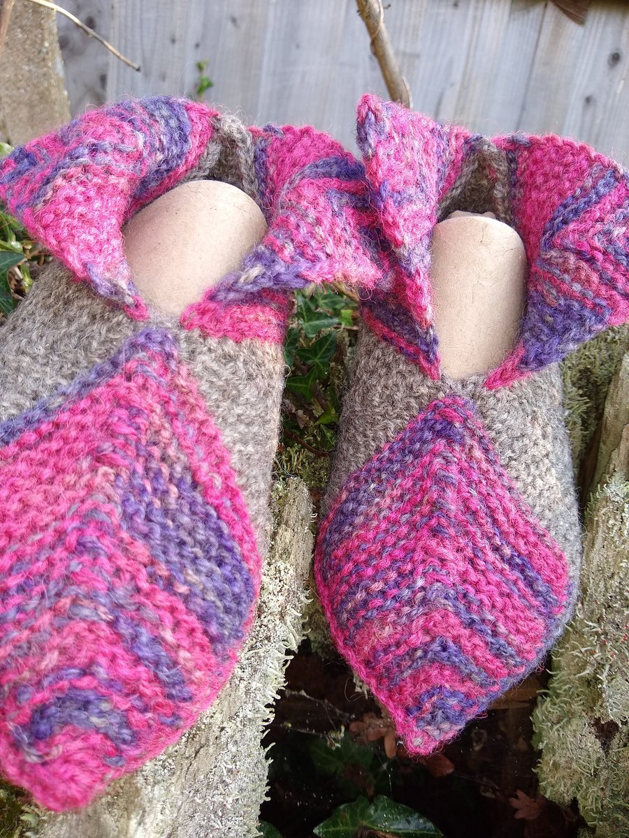Knitted Pixie boot slipper socks.   UK Adult size 4 - 4.5