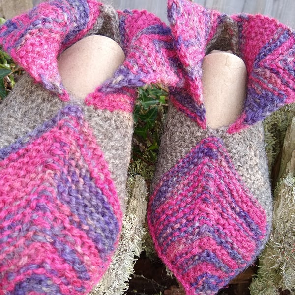 Knitted Pixie boot slipper socks.   UK Adult size 4 - 4.5
