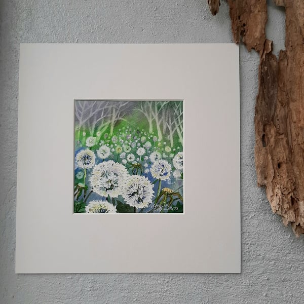 Dandelion Clocks. Original Landscape Painting. Ready to Frame. Postage Free