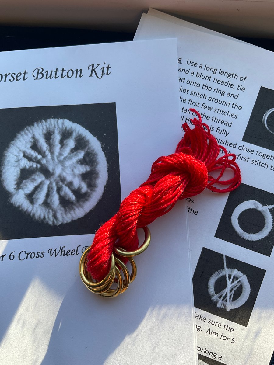 Kit to Make 6 x Dorset Cross Wheel Buttons, Lipstick