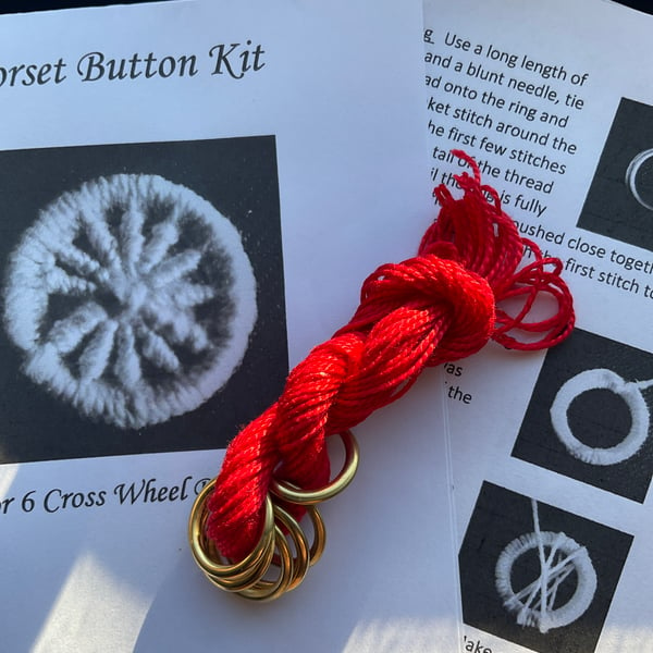 Kit to Make 6 x Dorset Cross Wheel Buttons, Lipstick