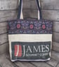 Eco Tote Bag - Handmade from Upcycled Materials - Black Pattern - Image 2