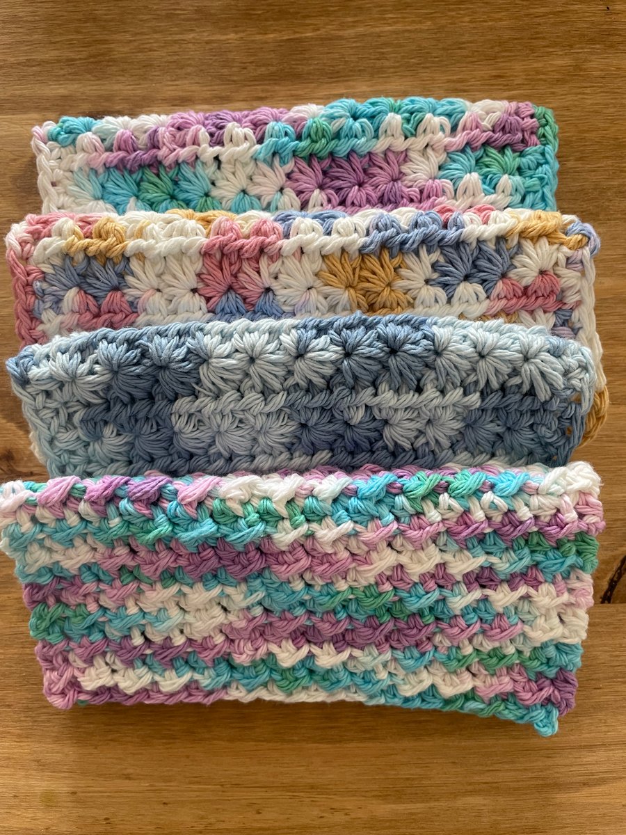 Crocheted cotton wash cloths  - dishcloths 