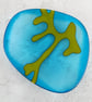 Turquoise Blue Glass Dish with Seaweed Design - Image 3