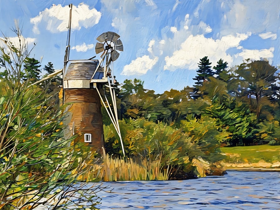 A4 Print Of Windmill on The Norfolk Broads 