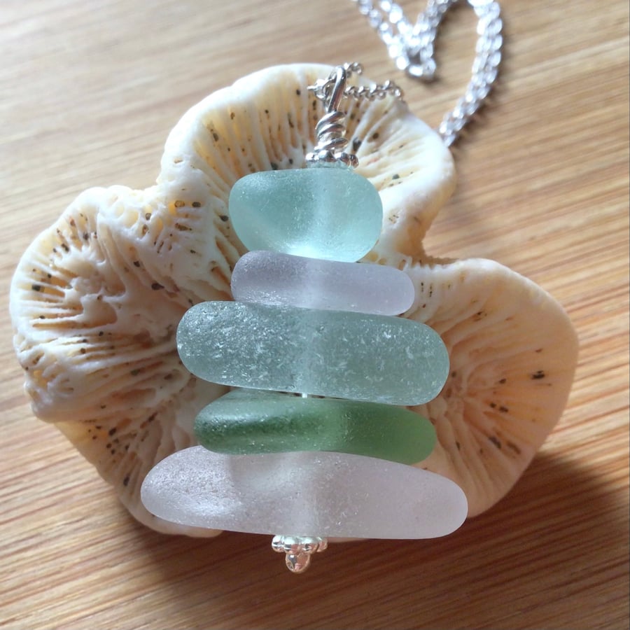 Scottish pastel seaglass stack pendant