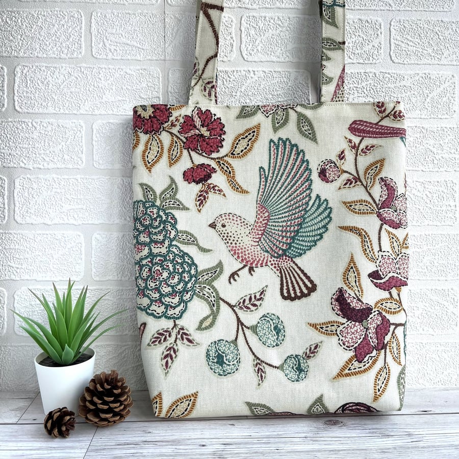 Flying Bird and Floral Tote Bag