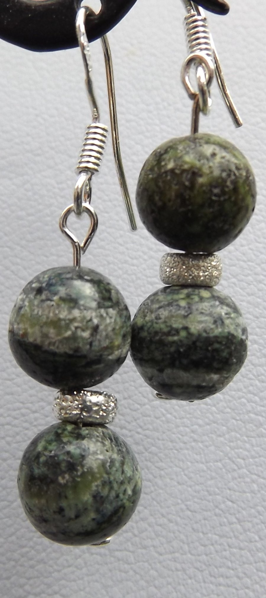 Serpentine sterling silver dangle earrings