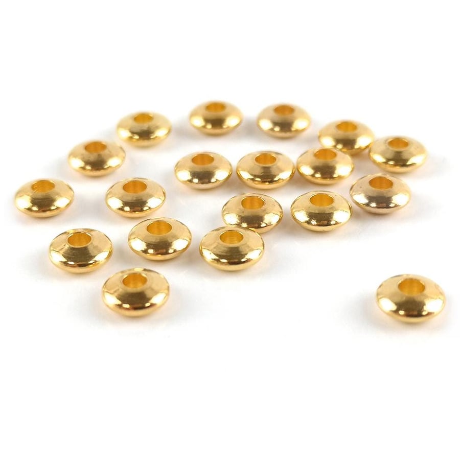 Rondelle Spacer Brass Beads, Gold, 2mm x 5mm Smooth, 20x, 1.5mm Hole, Pack of 20