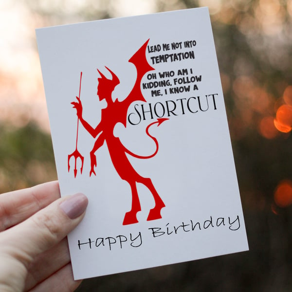 Devil Humour Birthday Card, Card for Friend, Humor Birthday Card