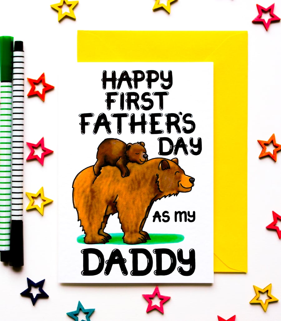 First Father's Day Card, Bear And Cub Card from Baby Daughter, Son