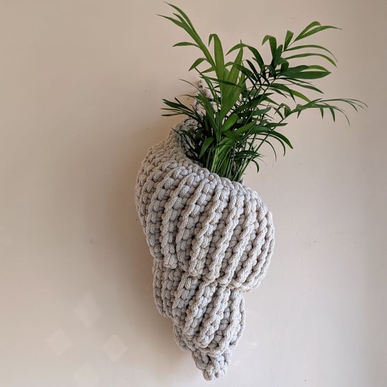 Large crochet shell, home decor, hanging decoration, plant display