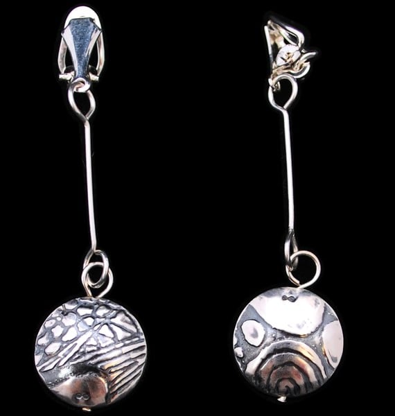 Sterling Silver Pattern Capsule Drop Clip-on Earrings