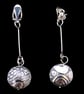 Sterling Silver Pattern Capsule Drop Clip-on Earrings