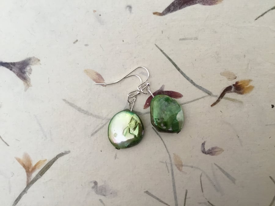 Green glass beads
