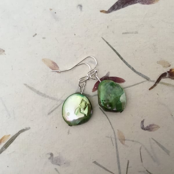 Green glass beads