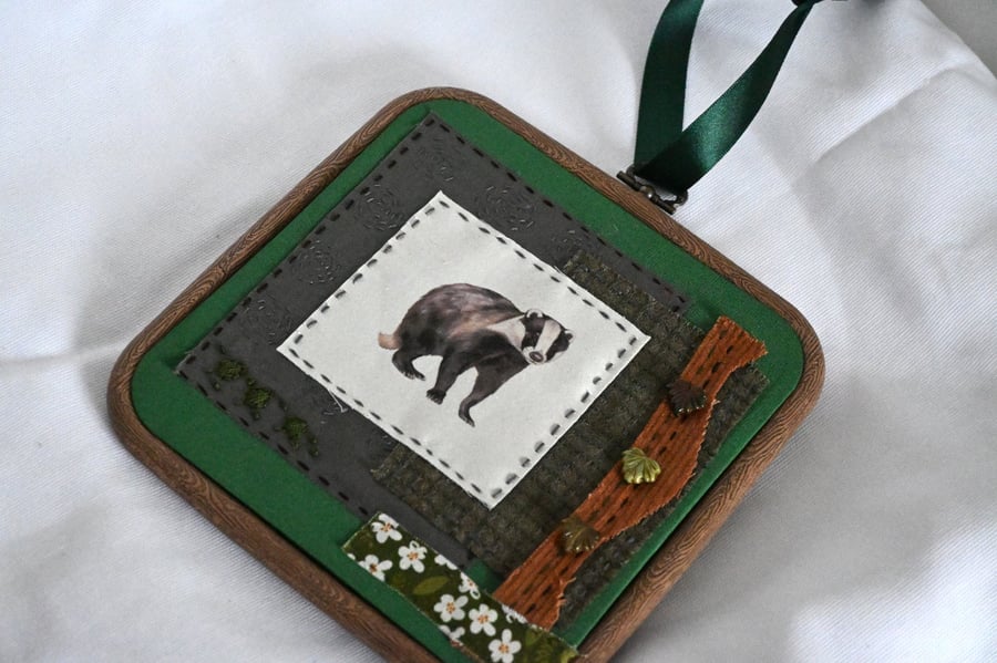 Slow stitched Badger hanger