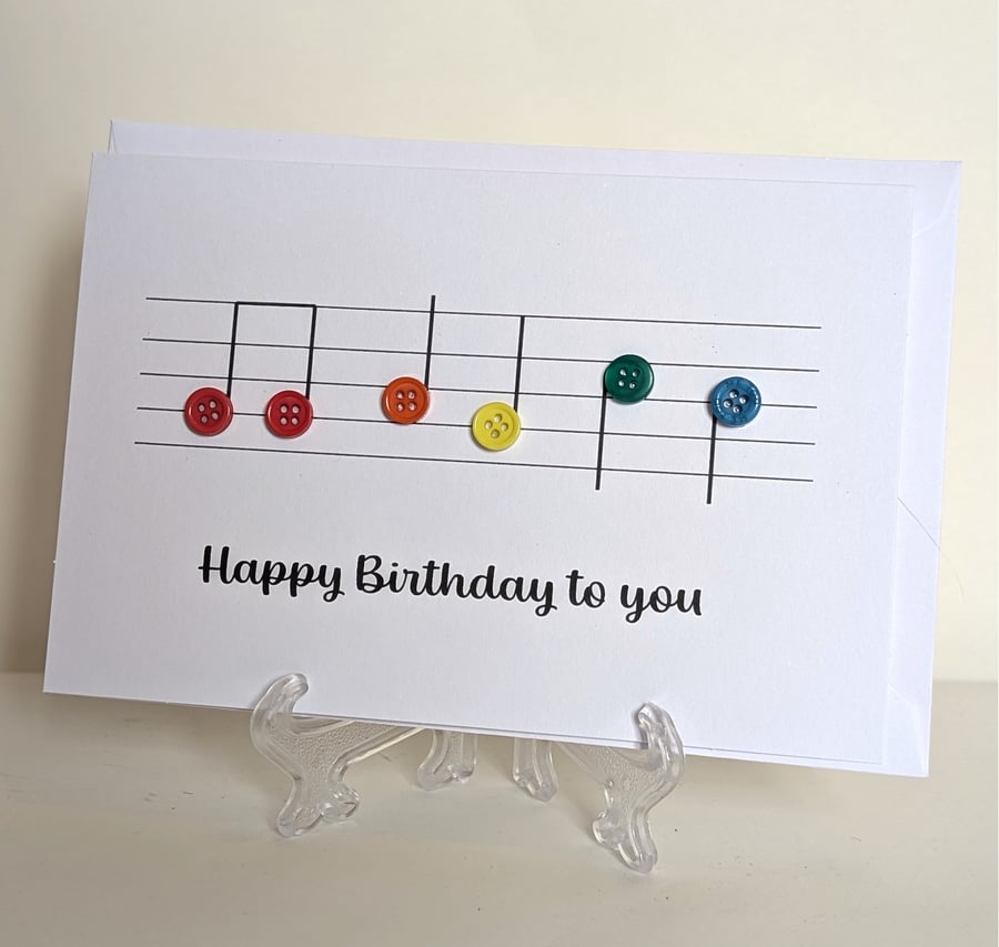 Happy Birthday musical button notes greetings card 