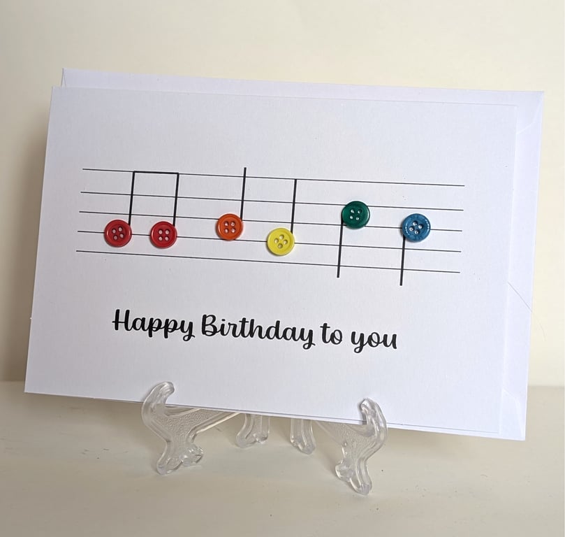 Happy Birthday musical button notes greetings card 