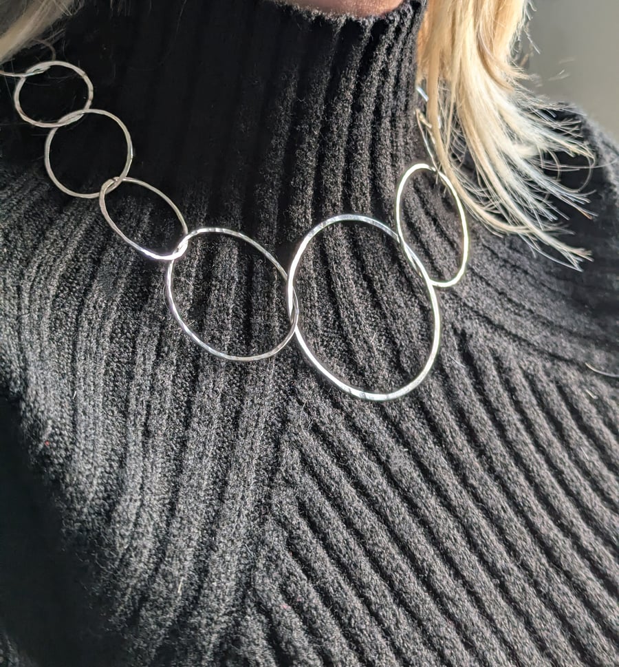 Recycled Handmade Sterling Silver Hoop Necklace