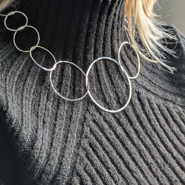 Recycled Handmade Sterling Silver Hoop Necklace