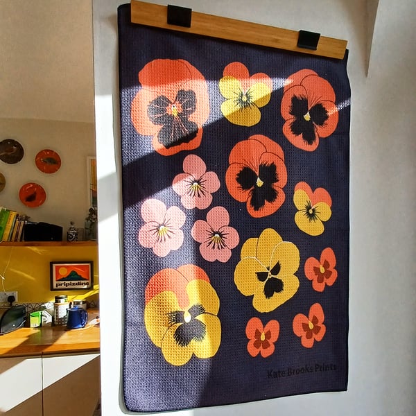 Yellow Pansy tea-towel - super seconds festival