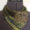 Triangular neck warmer, neckerchief, bandana, scarf,  sage green